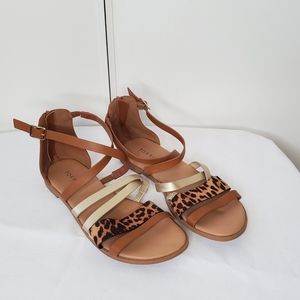 TORRID GLADIATOR SANDALS LEOP/GOLD ACCENT